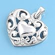 Sterling Silver Pendant - Heart - Scrolling Cut-Outs - 19mm Height