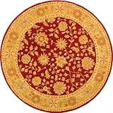 Safavieh Heritage Collection HG813A Handmade Red and Gold Hand-Spun Wool Round Area Rug, 6-Feet