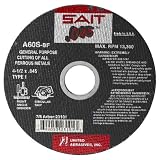 SAIT 23101 Type 1 4-1/2-Inch x .045-Inch x 7/8-Inch A60S General Purpose Thin High Speed Cut-Off Wheels - 50 Pack