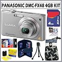 Panasonic Lumix DMC-FX48 12MP Digital Camera in Silver + 4GB Accessory Kit