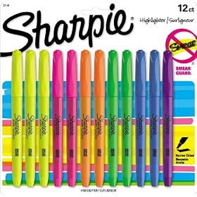 Sharpie Accent Pocket-Style Highlighters, 12 Colored Highlighters per Package (27145)