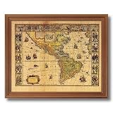 Old World Map Vintage Style Photo Home Decor Wall Picture Oak Framed Art Print