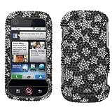 Black Silver Star Diamante Protector Case Phone Cover for Motorola CLIQ (MB ....