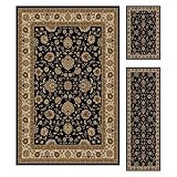 IMAGE OF Elegance Border Black Oriental Rug Size: 3 Piece Set