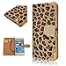 iPhone 5 5S case Leopard Print, Umiko(TM) Leopard Skin Design Wallet Case for iPhone 5 5S Suit for Teen Girls Flip Leather Cover Folio Pouch Bling Crystal Magnetic Clasp Card Slot-Brown