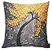 JINBEILE Oil Painting Yellow Flower and Black Tree Cotton Linen Throw Pillow Cover Case Cushion Home Sofa Decorative 18 X 18 Inch