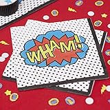 Ginger Ray Comic Superhero Wham Party Paper Napkins, Mixed