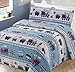 Kids Zone Home Linen Bedspread Coverlet Quilt Set for Boys Multi-Color Train Choo-Choo Rail Roads Tracks Wagon Blue White Red (Twin)