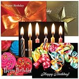Birthday Postcard Assortment II, box of 60 postcards, 12 each of five different designs