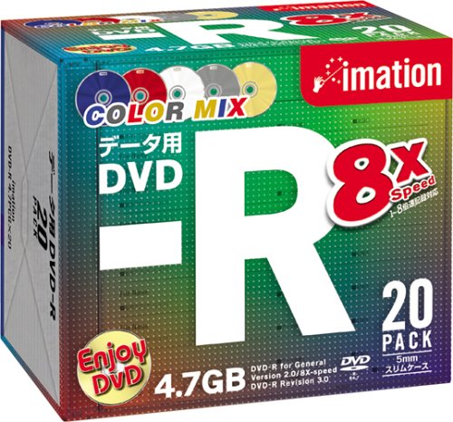 イメーション PCデータ用DVD-R 4.7GB 4.7PCGx20 カラーミックスブランドレーベル20枚パック