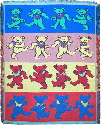 Grateful dead bear GRATEFUL DEAD BEAR blanket GD DANCING BEAR WEAVED RUG