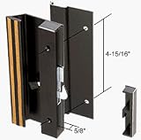 CRL Low Profile Black Hook-Style Surface Mount Sliding Glass Door Handle; 4-15/16 Screw Holes