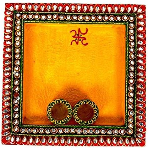 Handmade Paper Mache Thali or Plate with Built in Bowls