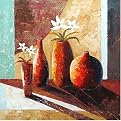 Green Tan Vase Study I Original Hand-Painted Oil on Gallery Wrapped Canvas - 32x32"