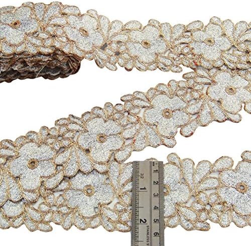 Silver Cut-Work Trim Sari Border Ribbon Lace 6.5 Cm Wide By The Yard Indian
