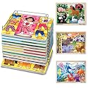 Melissa & Doug Jigsaw Puzzle Bundle: African Plains 24 Piece, Under the Sea 24 Piece, and On the Farm 12 Piece with Single Wire Puzzle Storage Case