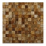Gold / Yellow Travertine 1 X 1 HI-LOW Split-Faced Mosaic Tile - Lot of 20 sq. ft.