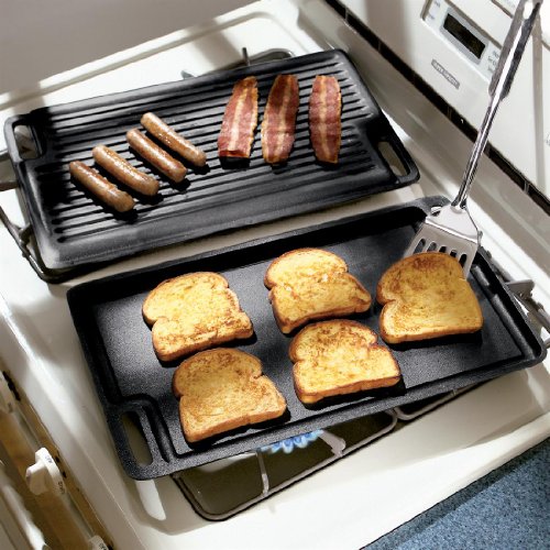 !Cheap BrylaneHome Reversible Griddle & Grill Spans 2 Burners (CAST IRON,0) Cast Iron Griddles