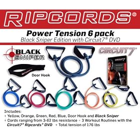 Ripcords Exercise Bands - Black Sniper Edition Exercise Kit (with DVD)