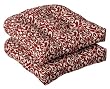 Pack of 2 Outdoor Furniture Wicker Chair Seat Cushions - Sangria Damask