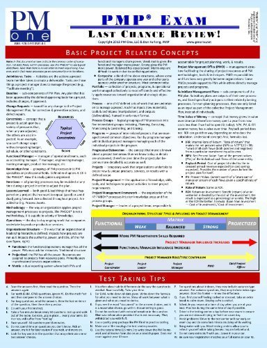 PMP Exam Last Chance Review (PMP Quick Reference Poster) 1st edition by Dan Furlong (2013) Paperback