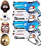 Boys Star Wars Birthday Party Set with 8 Character Masks Kylo Ren Chewbacca StormTrooper BB-8 Plus 6 Boys Toys Laser Tag Blasters (3 BLUE / 3 WHITE)