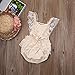 Newborn Baby Girl Ruffle Lace Romper Toddler Fly Sleeve Cotton Splice Layered Bodysuit (Beige Lace, 24 Months)