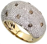 14k Gold Dome Ring, w/ 2.05 Carats White & Fancy Brown Brilliant Cut Diamonds, 9/16 in. (14mm) wide
