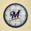 Milwaukee Brewers 12in Art Glass Clock MLB Baseball Fan Shop Sports Team Merchandise