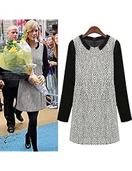 Summer Cotton Long Sleeves Colorblocking  Dress