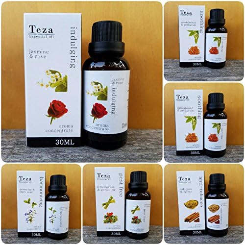 6 Bottle of Aromatherapy Essential Oil Combo Set 30ml-Oakmoss &amp; Spices- Daist- Jasmine &amp; Rose- Lemongrass &amp; Geranium- Green tea &amp; Clary sage- Sandalwood &amp; Petitgrain