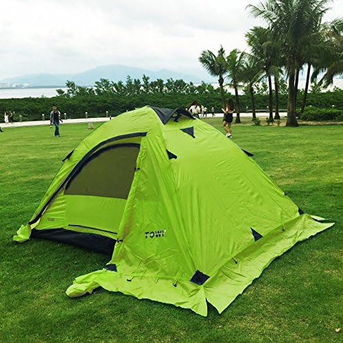 2 Person Lightweight Double layer Double Door Backpack Outdoor Tent Two Mesh Doors with Snow Skirt Waterproof Flysheet (Orange Dark Orange and Green Color Options) (Green)