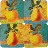 Set of 4 Coasters With Antiqua Fruit Motif
