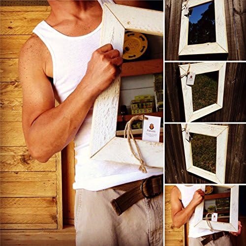 Wood Framed Mirror with Weathered White Washed Accents by Pallodds
