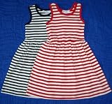 Organic Cotton Toddler Dress in Red Stripe and Navy Stripe