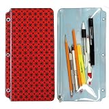 Pencil Pouch 3D Lenticular PP01-R008R; Turning black stars against a red background spin in circles when tilted.