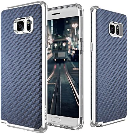 Galaxy Note 7 Case, Slim fit Sinabro Premium [Carbon Film Hybrid Bumper] Cover [Dual protection Series] for Samsung Galaxy Note 7 (2016) (Navy Film &amp; Silver)