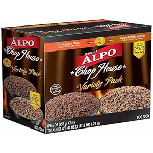 Alpo Chop House - Variety Pack - Filet Mignon Flavor (4 Cans) & Roasted Chicken Flavor (4 Cans) Cooked In Savory Juices - One Box Of 8 Cans