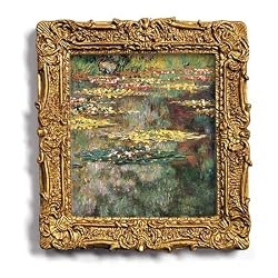 Waterlily Pond - Gold Frame Magnet with pop-out easel (2-3/4" x 2-1/2")