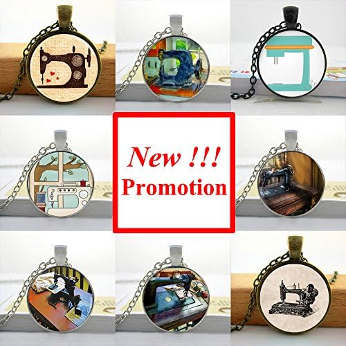 Pretty Lee 2015 New Fashion Sewing Machine Necklace Seamstress Art Jewelry Glass Cabochon Necklace Pendant