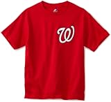 MLB Boys' Washington Nationals Official Wordmark Short Sleeve Basic Tee by Majestic (Athletic Red, Large)