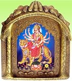 Hindu Goddess Maa Vaishano Devil Poster Painting in Elegant Wood Crafts Jharokha - Art Crafts & Handicrafts