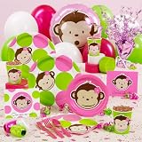 Pink Mod Monkey Baby Shower Deluxe Party Pack for 16