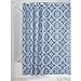 InterDesign Medallion Fabric Shower Curtain, Long 72 x 84, White/Ink Blue