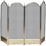 UniFlame 4-Fold Brass Screen with Decorative Filigree
