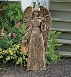 Resin Garden Angel With Solar-Lighted Lantern