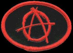Anarchy - Red & Black SHINY VINYL Oval Embroidered Sew On Patch