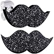 Ebony Black Glitter Mustache Stud Earrings