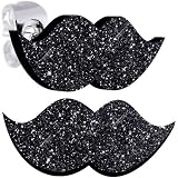 Ebony Black Glitter Mustache Stud Earrings