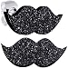 Ebony Black Glitter Mustache Stud Earrings